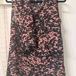 CAbi Pink and Black Animal Print Blouse
